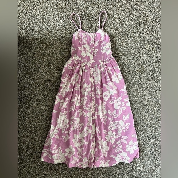 Free People Floral MIDI Dress White Linen Blend Perfect Sundress - Picture 5 of 7